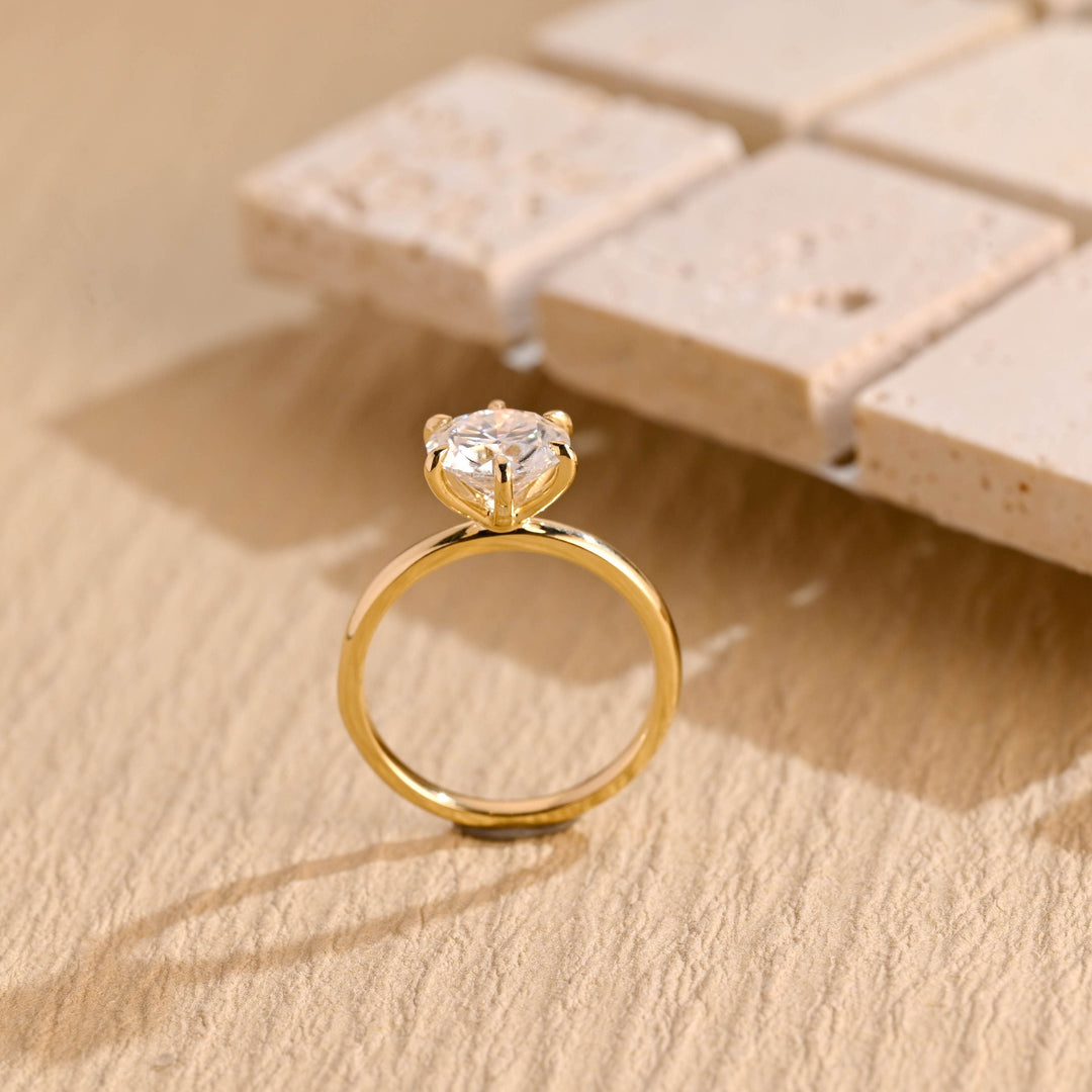 1.50CT Round Cut Solitaire Lab Grown Diamond Engagement Ring, Minimalist Wedding Ring