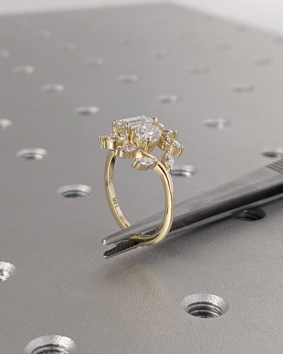 0.50CT Emerald & Pear Cut Toi et Moi Lab Grown Diamond Cluster Engagement Ring For Her