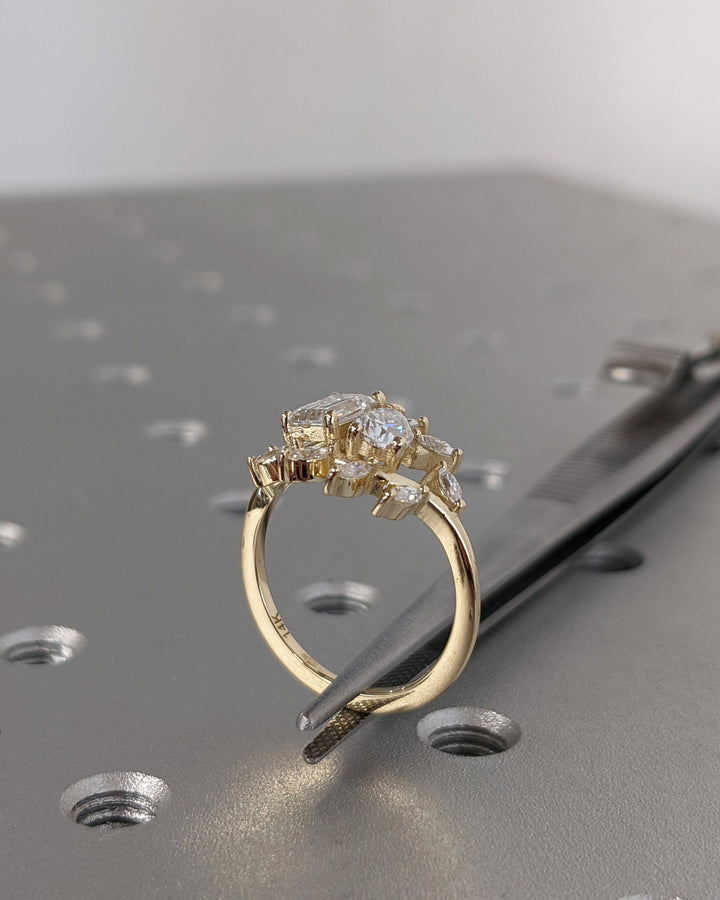 0.50CT Emerald & Pear Cut Toi et Moi Lab Grown Diamond Cluster Engagement Ring For Her