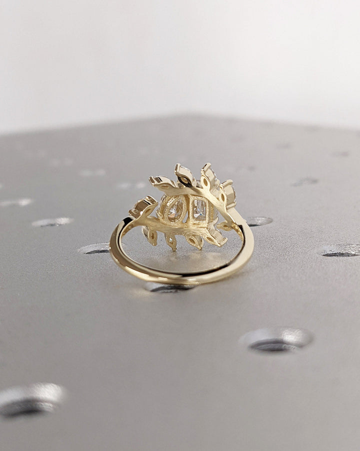 0.50CT Emerald & Pear Cut Toi et Moi Lab Grown Diamond Cluster Engagement Ring For Her