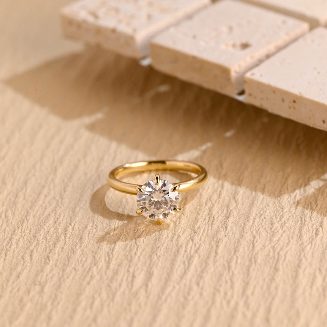 1.50CT Round Cut Solitaire Lab Grown Diamond Engagement Ring, Minimalist Wedding Ring