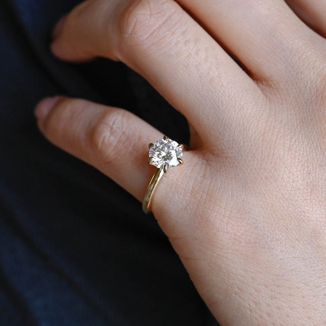 1.50CT Round Cut Solitaire Lab Grown Diamond Engagement Ring, Minimalist Wedding Ring