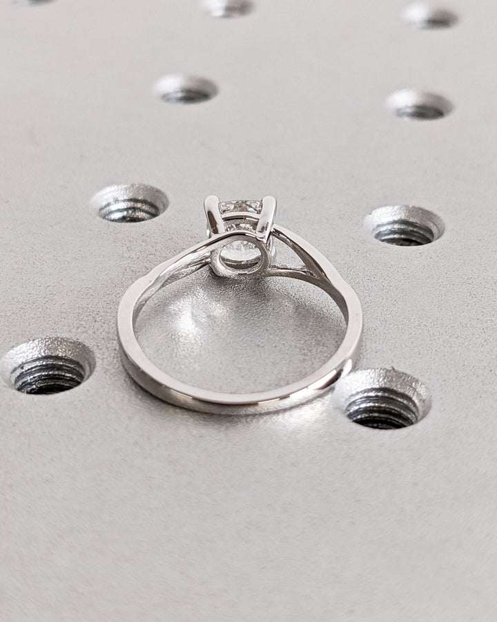 1.0CT Cushion Lab Grown Split Shank Diamond Engagement Ring Unique Twisted Band