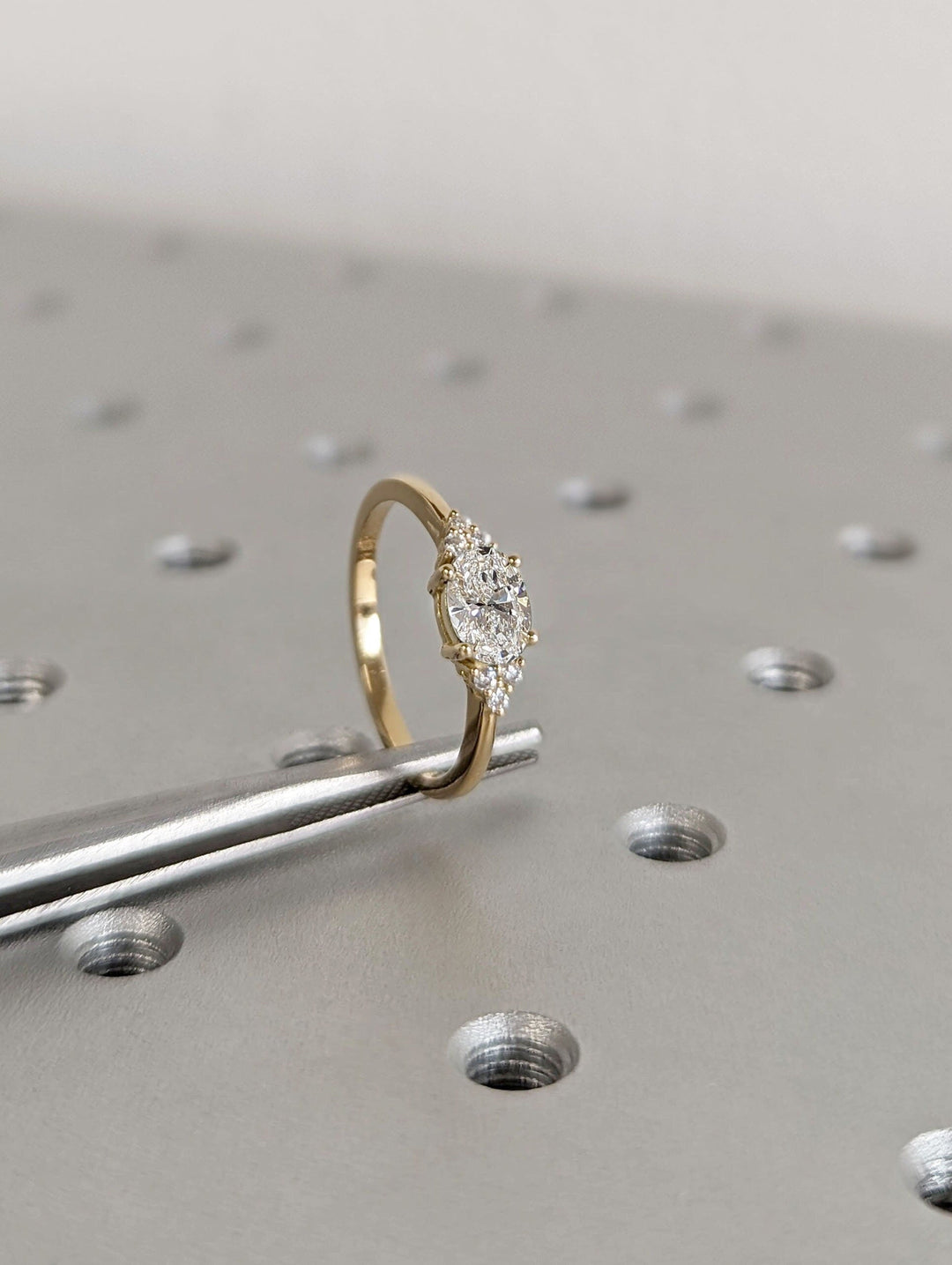 1.0CT East West Oval Cut Cluster Lab Grown Diamond Engagement Ring For Women