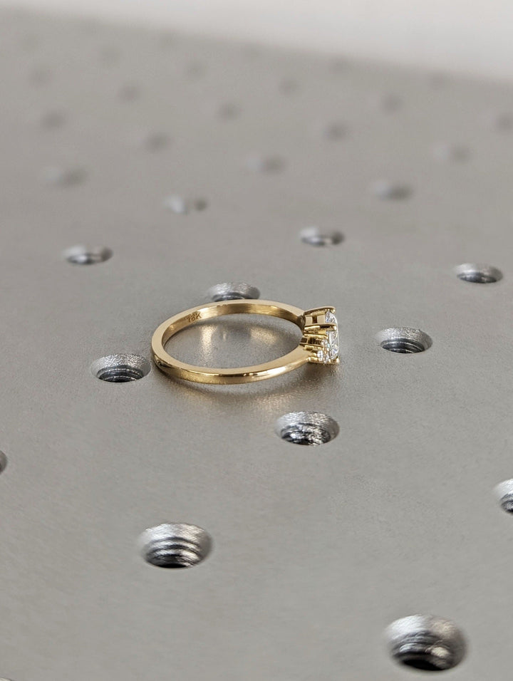 1.0CT East West Oval Cut Cluster Lab Grown Diamond Engagement Ring For Women