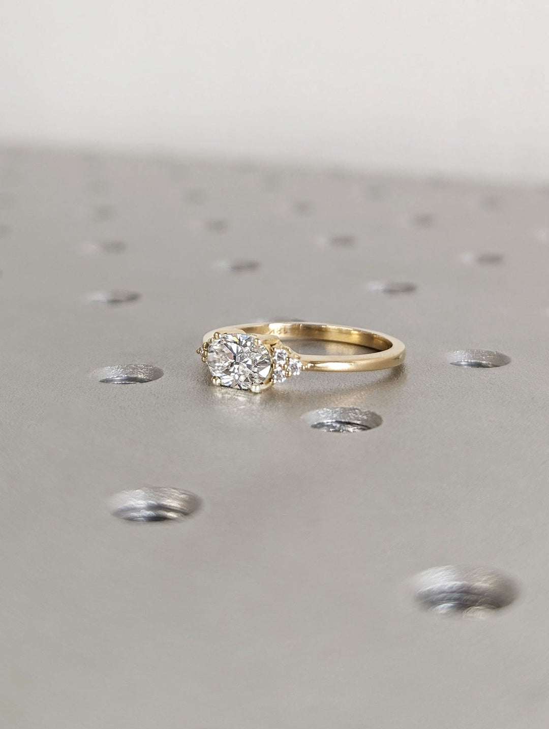 1.0CT East West Oval Cut Cluster Lab Grown Diamond Engagement Ring For Women