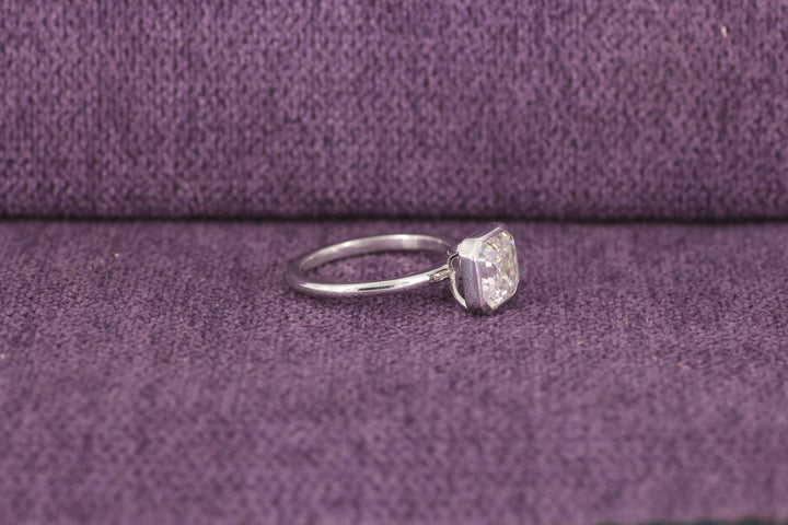 1.50CT Asscher Cut Bezel Set Lab Grown Diamond Engagement Ring