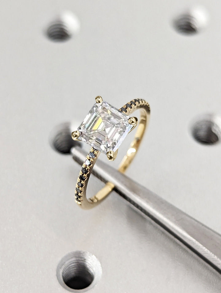 1.50CT Asscher Cut Pave Lab Grown Diamond Engagement Ring For Women