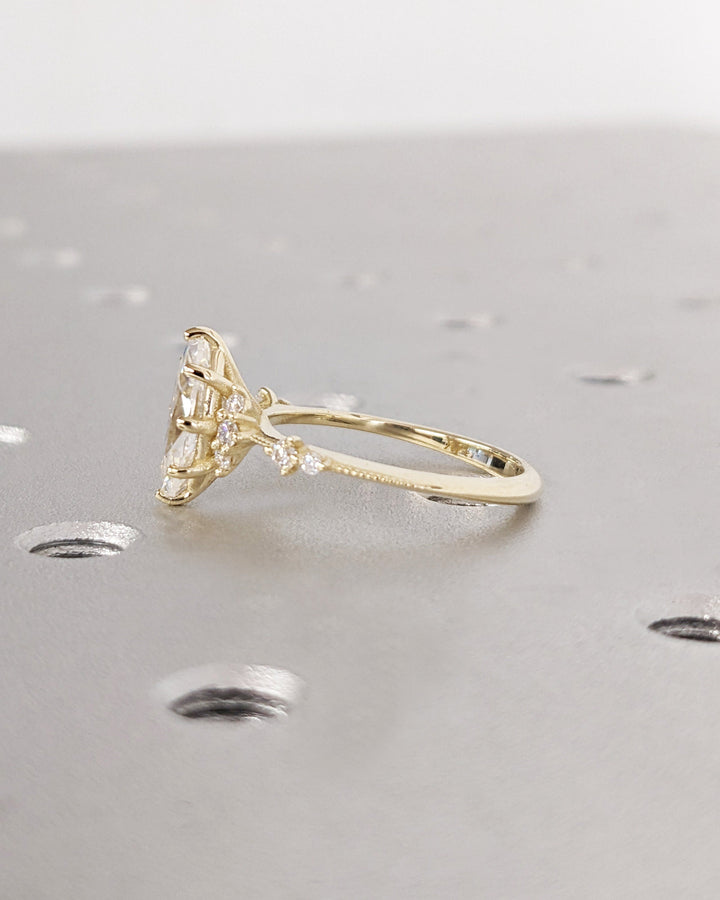 1.0CT Marquise Cut Unique Cluster Lab Grown Diamond Engagement Ring Proposal Ring