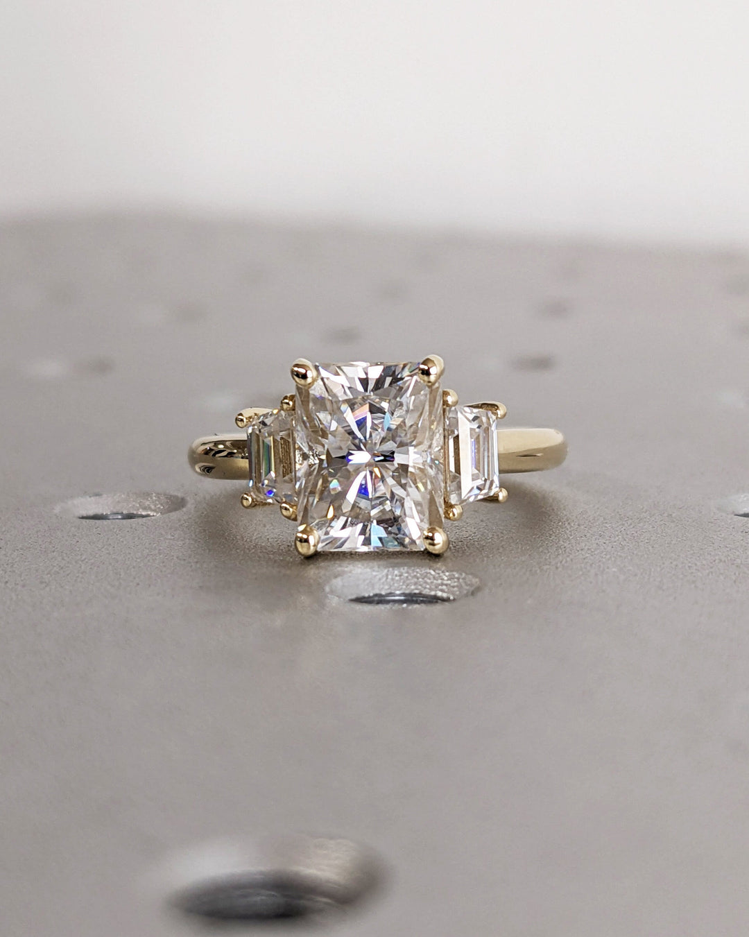 2.50CT Radiant Cut 3 Stone Lab Grown Diamond Engagement Ring For Women