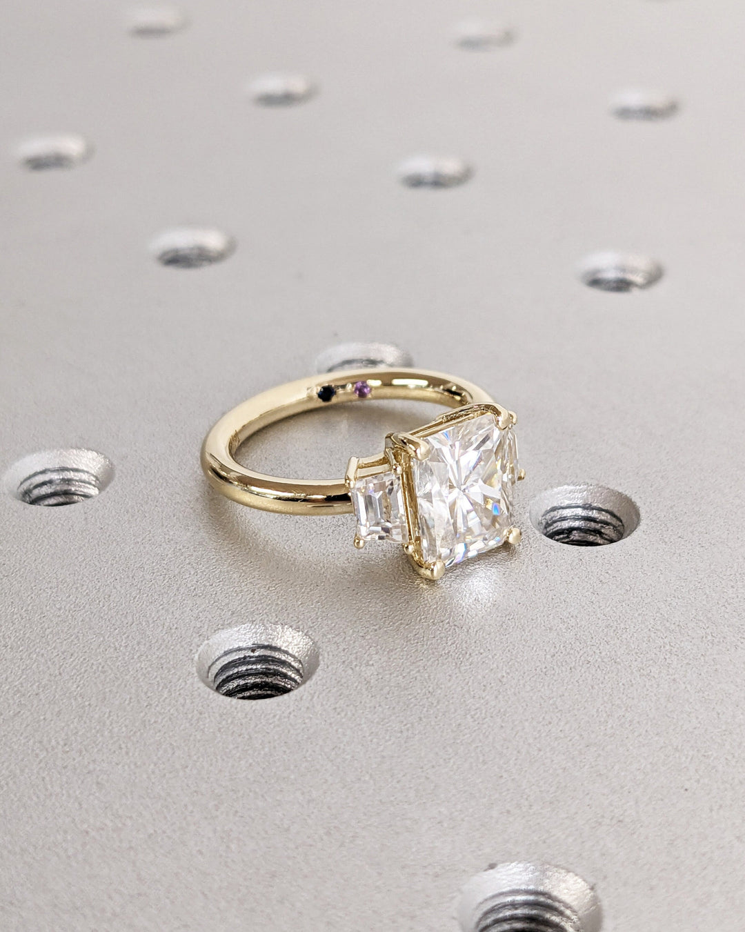 2.50CT Radiant Cut 3 Stone Lab Grown Diamond Engagement Ring For Women