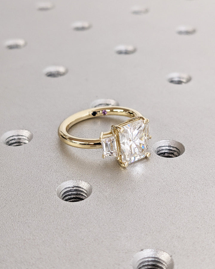 2.50CT Radiant Cut 3 Stone Lab Grown Diamond Engagement Ring For Women