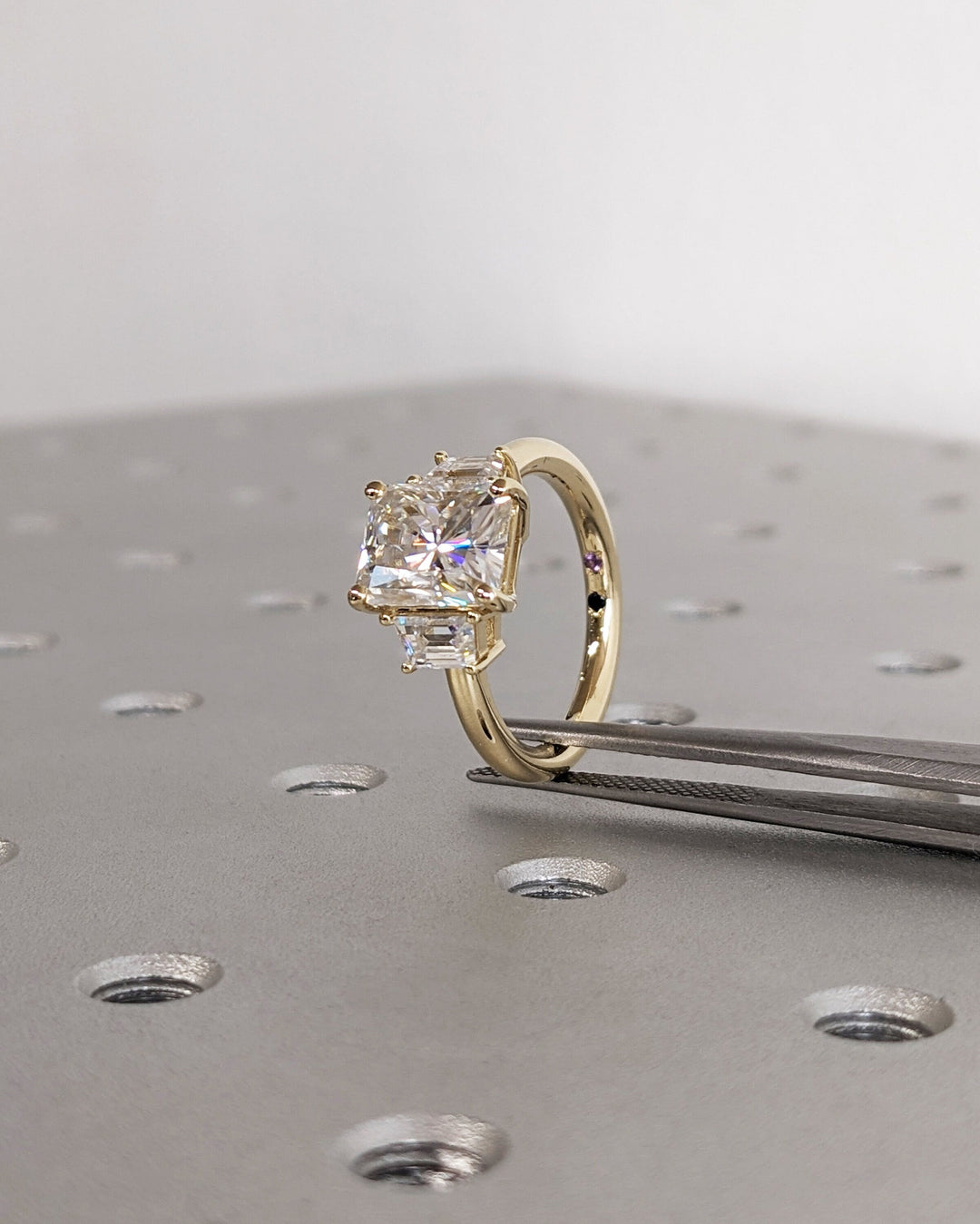 2.50CT Radiant Cut 3 Stone Lab Grown Diamond Engagement Ring For Women