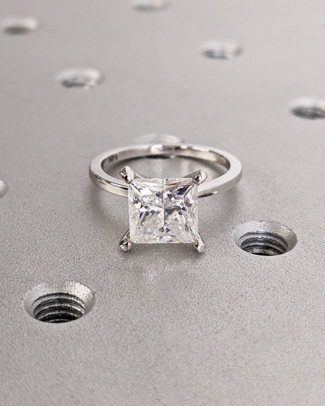 2.0CT Princess Diamond Engagement Ring Simple Lab Made Diamond Solitaire Ring Women