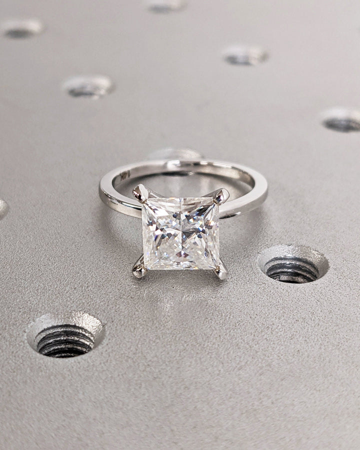 2.0CT Princess Diamond Engagement Ring Simple Lab Made Diamond Solitaire Ring Women