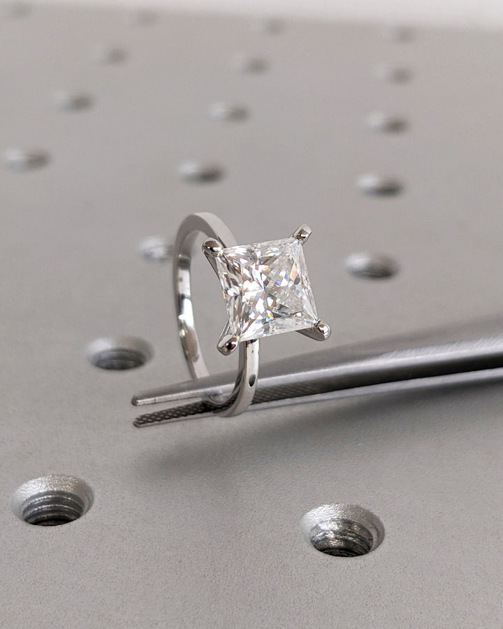 2.0CT Princess Diamond Engagement Ring Simple Lab Made Diamond Solitaire Ring Women