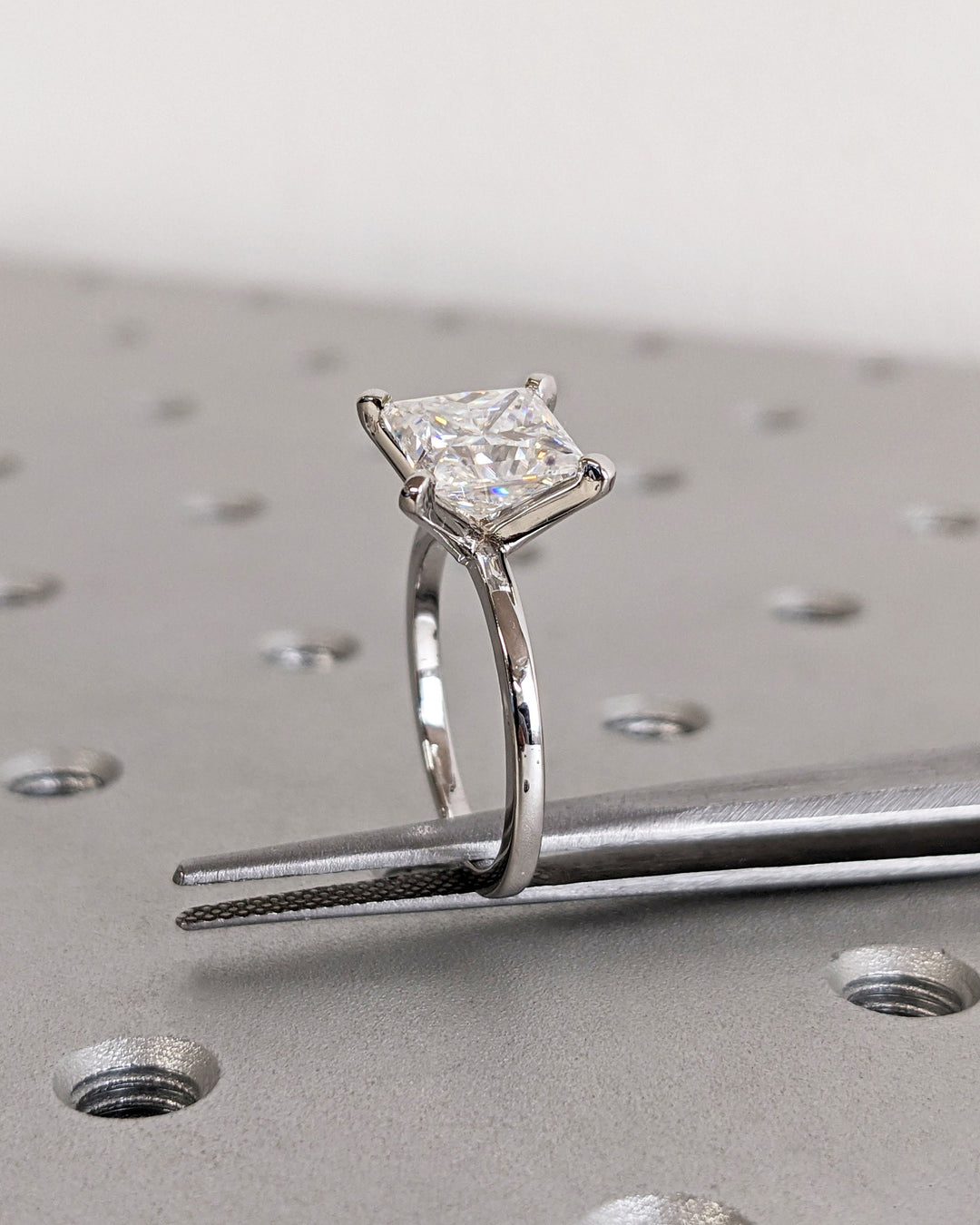 2.0CT Princess Diamond Engagement Ring Simple Lab Made Diamond Solitaire Ring Women