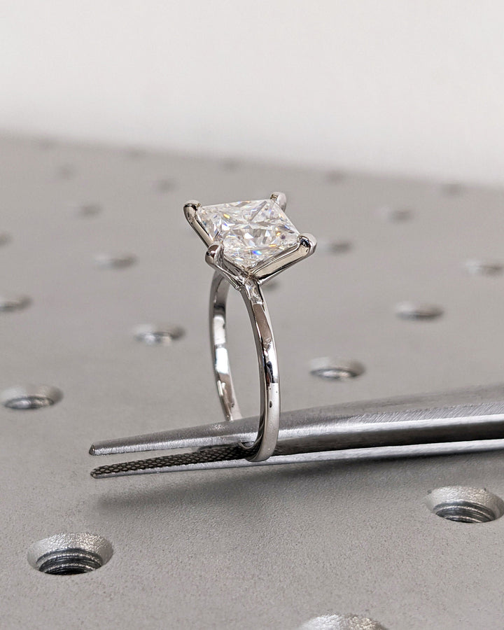 2.0CT Princess Diamond Engagement Ring Simple Lab Made Diamond Solitaire Ring Women