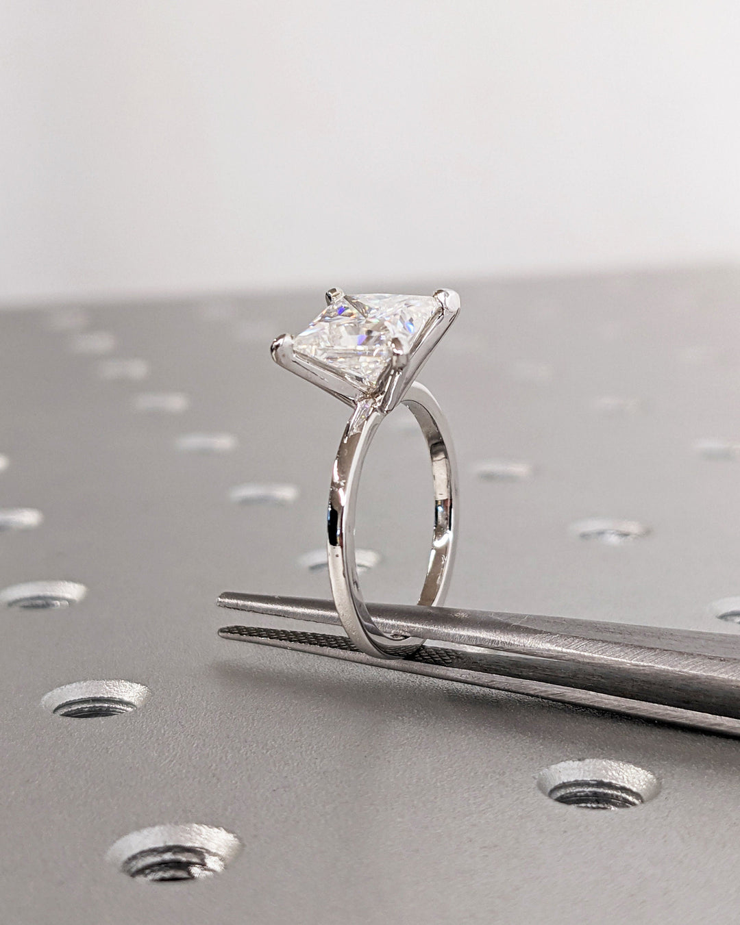 2.0CT Princess Diamond Engagement Ring Simple Lab Made Diamond Solitaire Ring Women