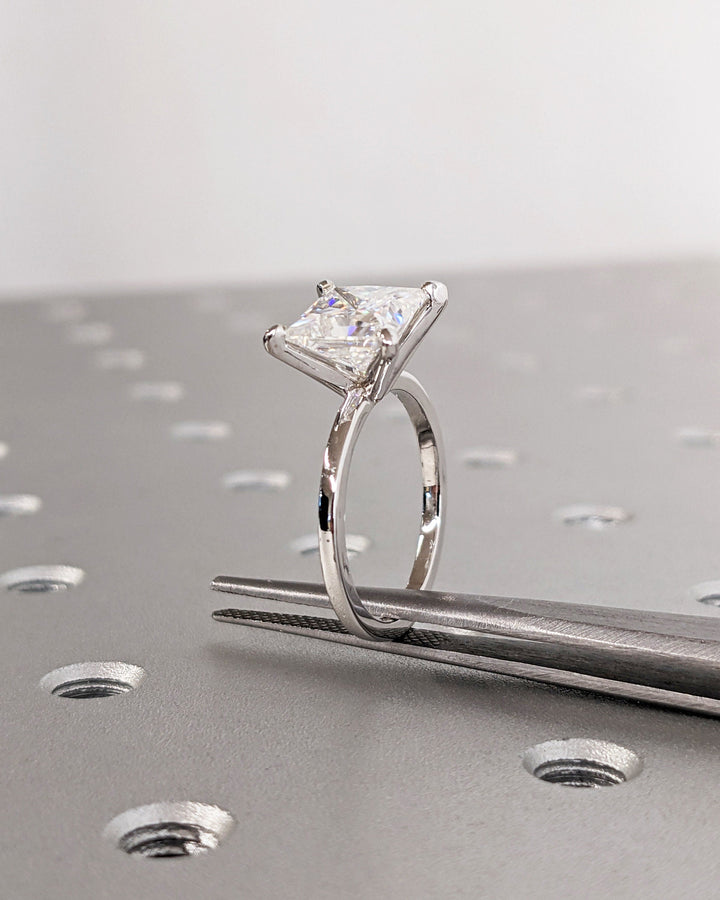 2.0CT Princess Diamond Engagement Ring Simple Lab Made Diamond Solitaire Ring Women