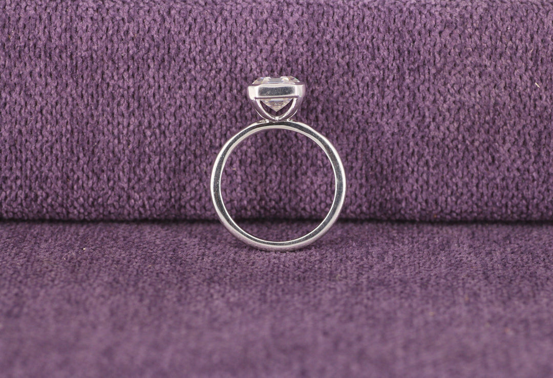 1.50CT Asscher Cut Bezel Set Lab Grown Diamond Engagement Ring