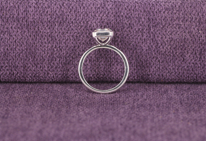 1.50CT Asscher Cut Bezel Set Lab Grown Diamond Engagement Ring