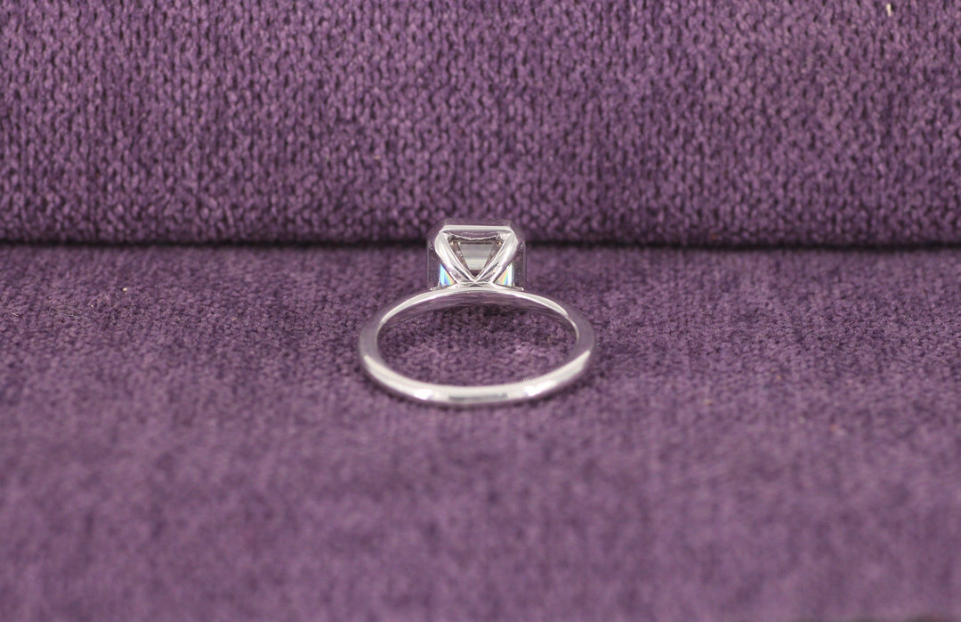 1.50CT Asscher Cut Bezel Set Lab Grown Diamond Engagement Ring