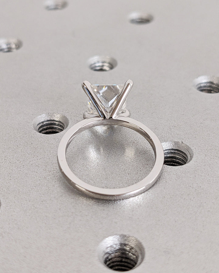 2.0CT Princess Diamond Engagement Ring Simple Lab Made Diamond Solitaire Ring Women