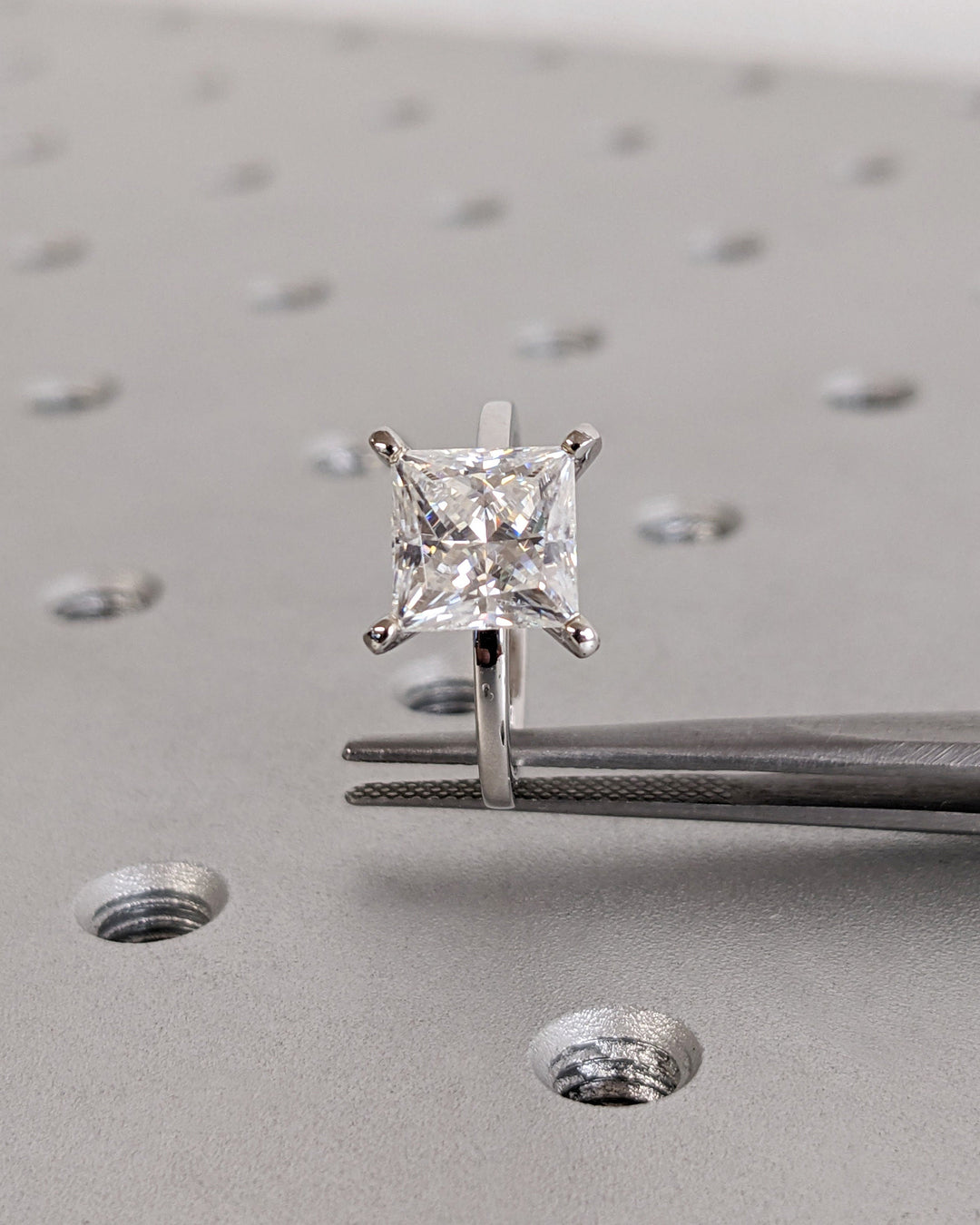 2.0CT Princess Diamond Engagement Ring Simple Lab Made Diamond Solitaire Ring Women