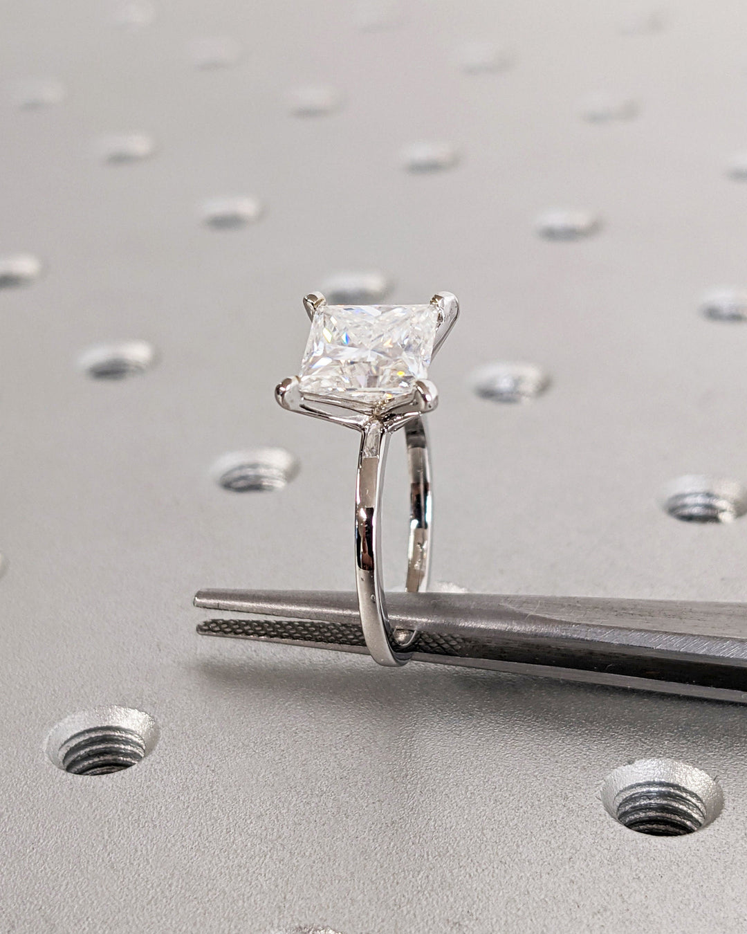 2.0CT Princess Diamond Engagement Ring Simple Lab Made Diamond Solitaire Ring Women