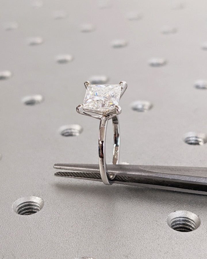 2.0CT Princess Diamond Engagement Ring Simple Lab Made Diamond Solitaire Ring Women