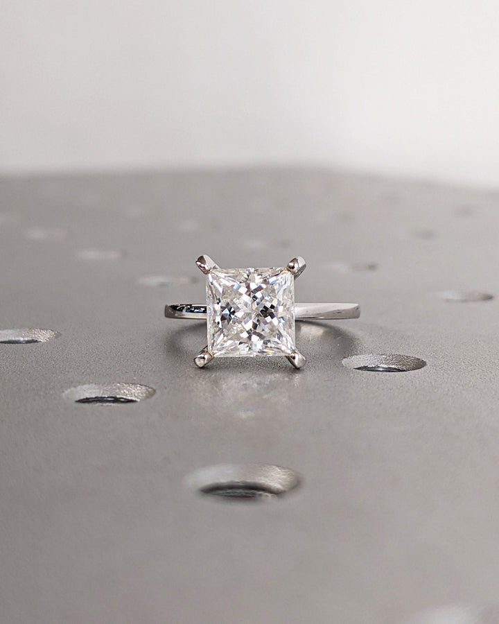 2.0CT Princess Diamond Engagement Ring Simple Lab Made Diamond Solitaire Ring Women