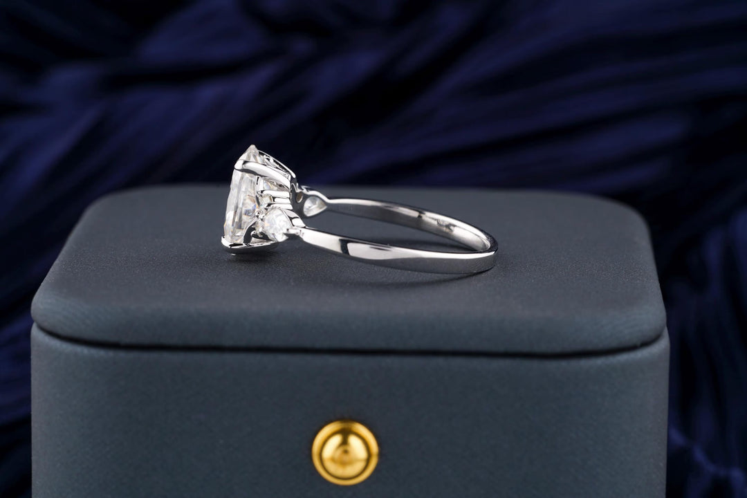 2.50CT Elongated Oval Cut Cluster Lab Grown Diamond Engagement Ring For Women