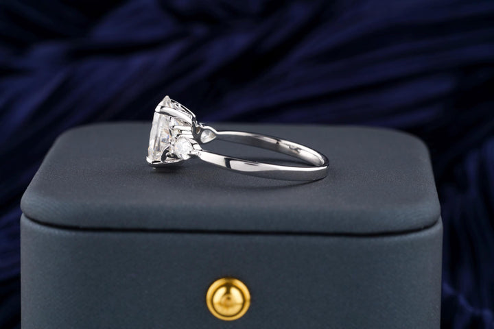 2.50CT Elongated Oval Cut Cluster Lab Grown Diamond Engagement Ring For Women