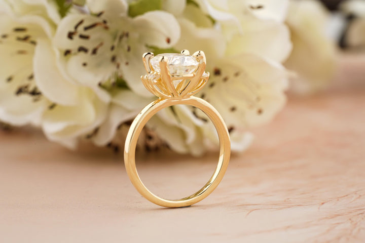 2.0CT Oval Cut Cluster Lab Grown Diamond Engagement Ring For Women