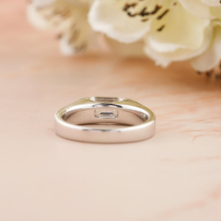 0.50CT East West Emerald Cut Solitaire Lab Grown Diamond Engagement Ring For Women