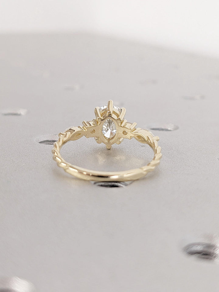 1.0CT Oval Cut Cluster Lab Grown Diamond Engagement Ring For Women