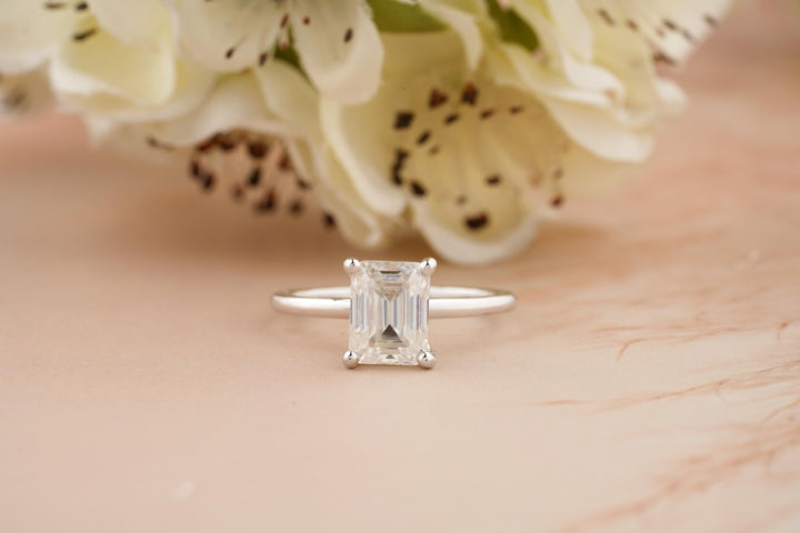2.50CT Emerald Cut Solitaire Lab Grown Diamond Engagement Ring For Women
