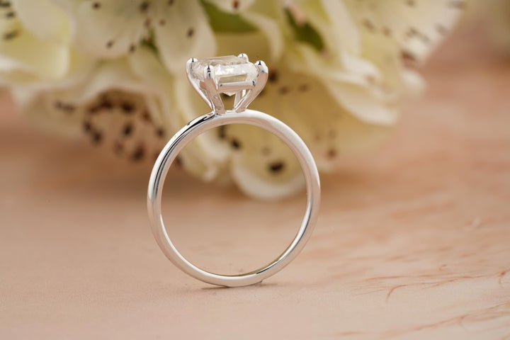 2.50CT Emerald Cut Solitaire Lab Grown Diamond Engagement Ring For Women