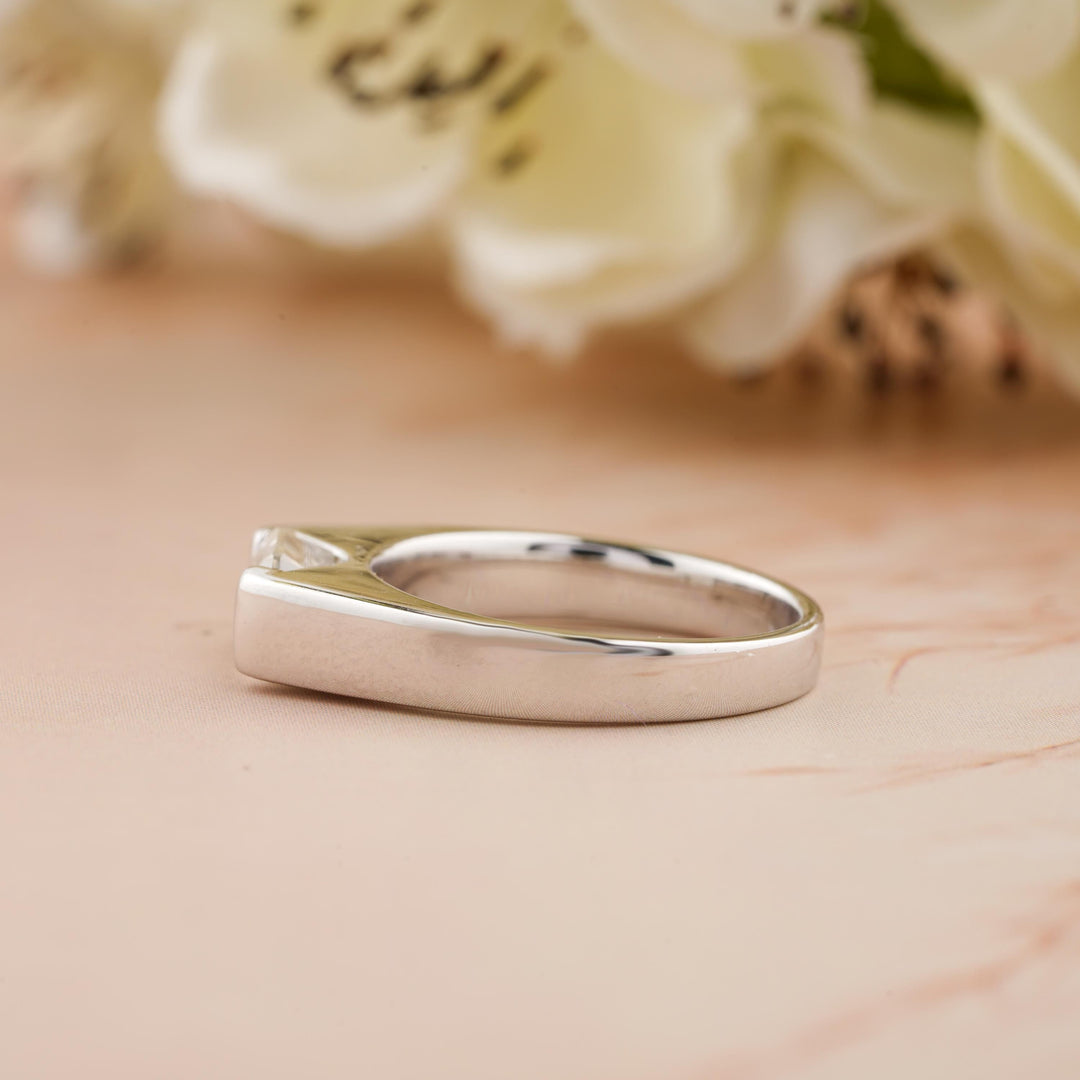 0.50CT East West Emerald Cut Solitaire Lab Grown Diamond Engagement Ring For Women