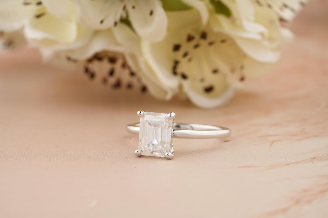 2.50CT Emerald Cut Solitaire Lab Grown Diamond Engagement Ring For Women