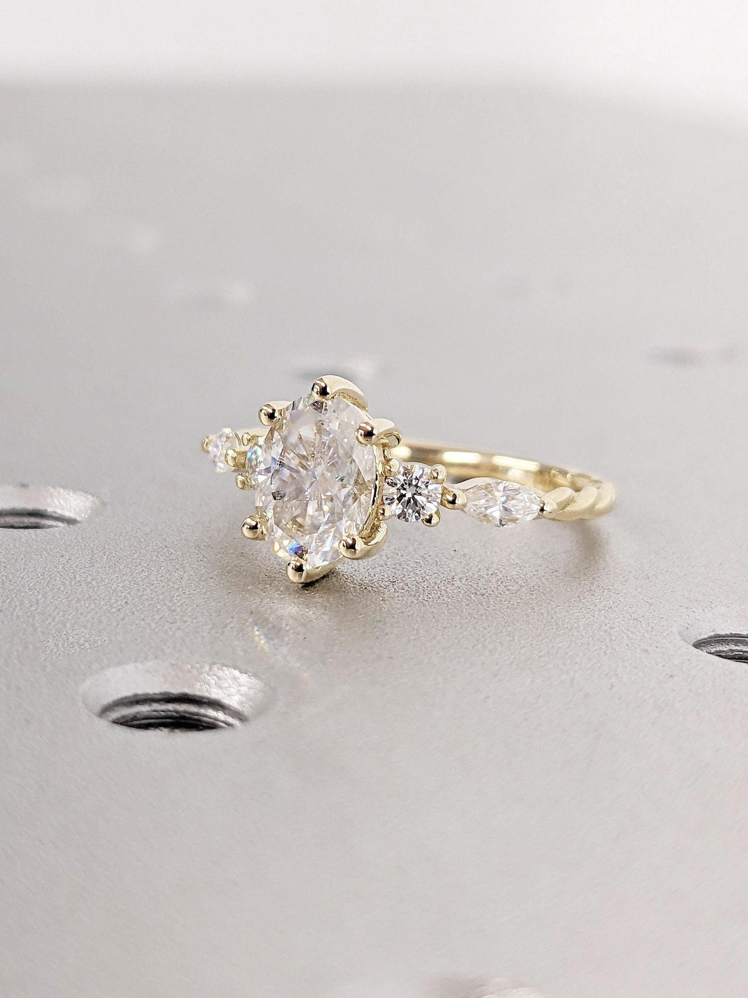 1.0CT Oval Cut Cluster Lab Grown Diamond Engagement Ring For Women