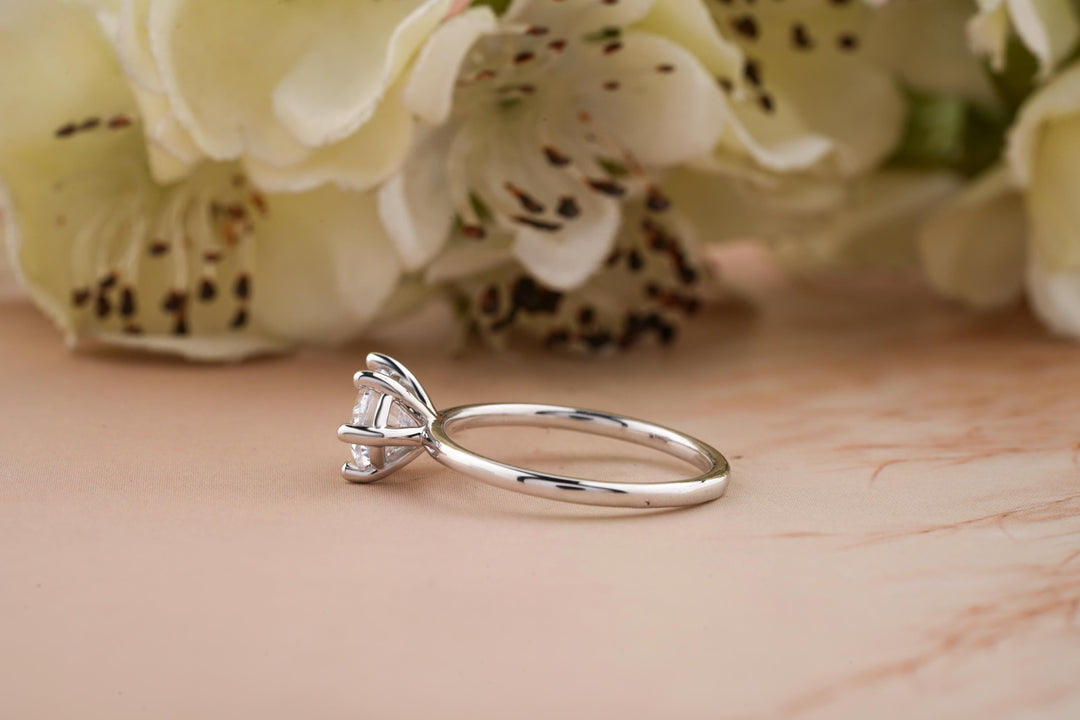 1.50CT East West Oval Lab Grown Solitaire  Diamond Engagement Ring For Women