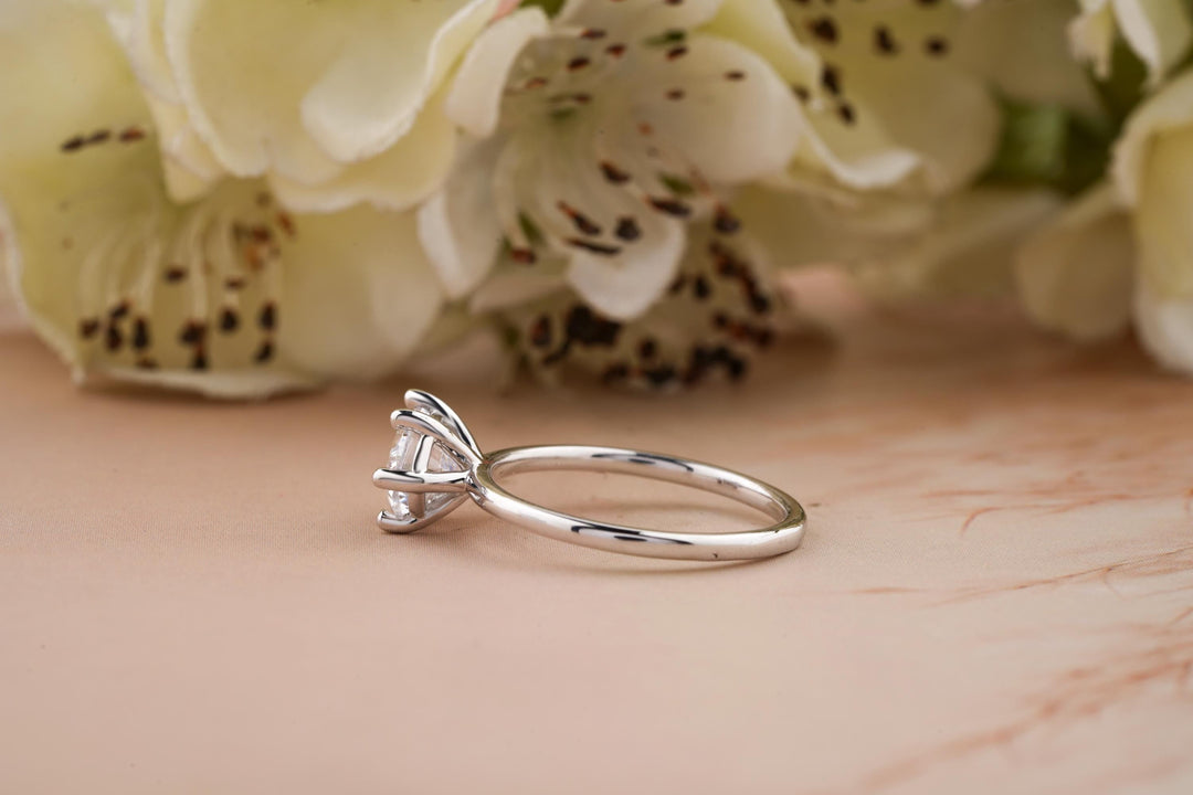 1.50CT East West Oval Lab Grown Solitaire Diamond Engagement Ring For Women