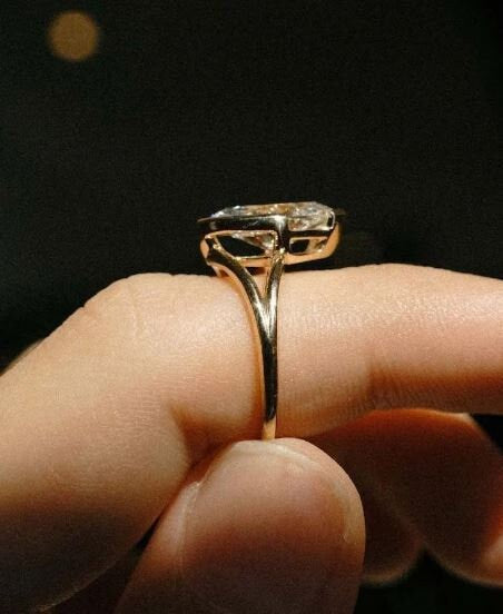 2.0CT Marquise Cut Bezel Set Lab Grown Diamond Split Shank Engagement Ring For Her