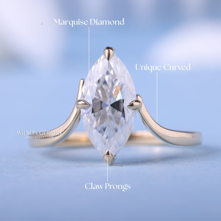 1.0CT-2.0CT Marquise E/VS Lab Grown Unique Diamond Rings Classy Engagement