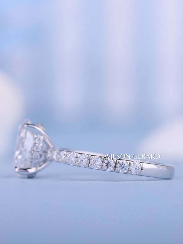 1.50CT Oval E/VS1 Lab Grown Diamond Hidden Halo Pave Engagement Ring