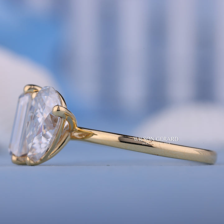 1.0CT Emerald & Pear E/VS1 Lab Grown Diamond Toi Et Moi Engagement Ring