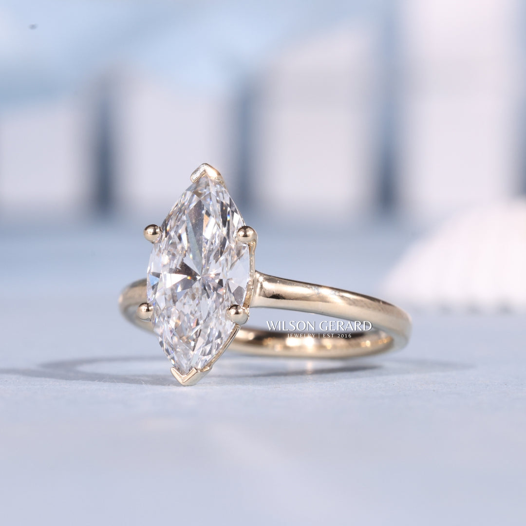 1.50CT Marquise E/VS1 Lab Grown Diamond Solitaire Engagement Gold Rings Fashion