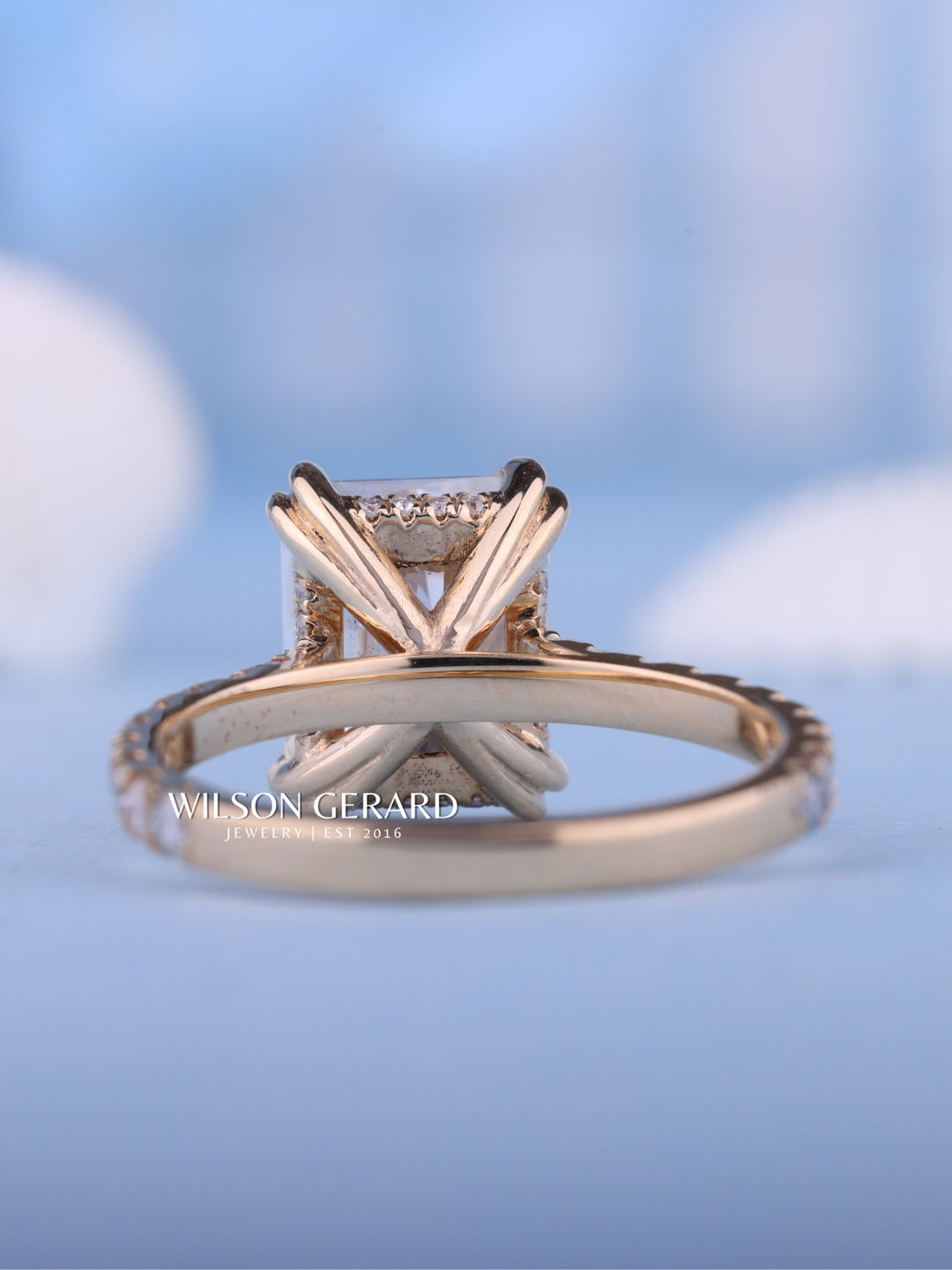 1.50CT Radiant E/VS1 Lab Grown Diamond Hidden Halo Pave Engagement Ring